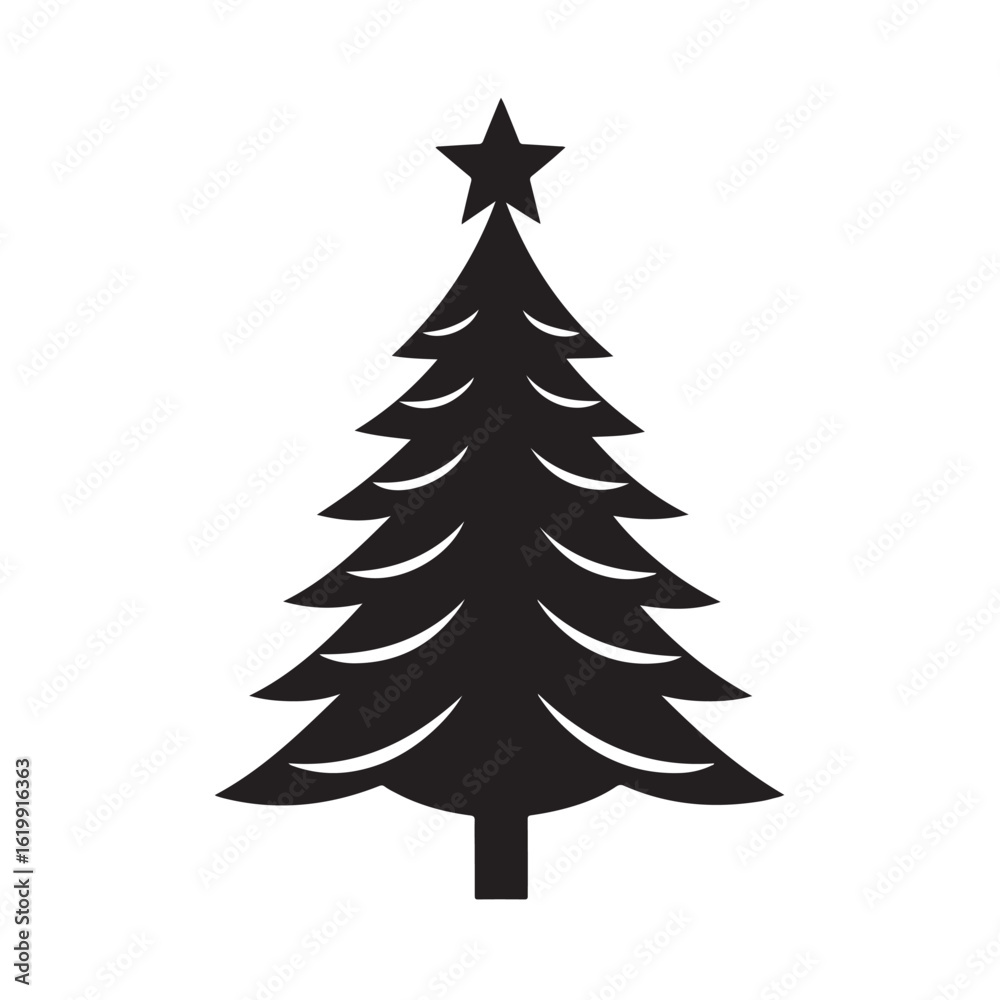 Obraz premium Christmas Tree Silhouette Vector Icon