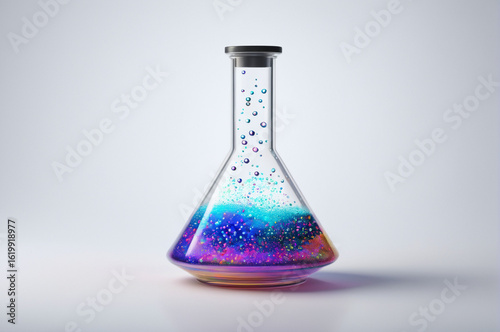 Colorful Chemical Reaction in Conical Flask. Generative AI.