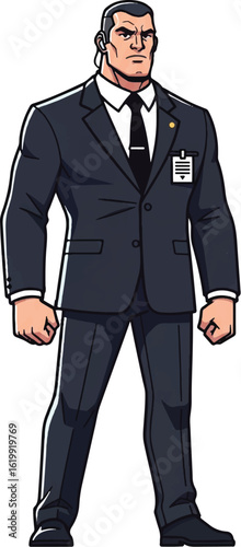 Bodyguard Bouncer Vector Graphic – Standing Security Guard Illustration