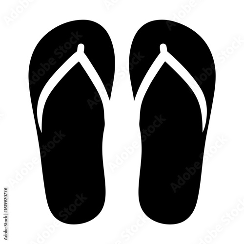 Simple and Stylish Black and White Flip Flop Illustration for Summer Vibes
