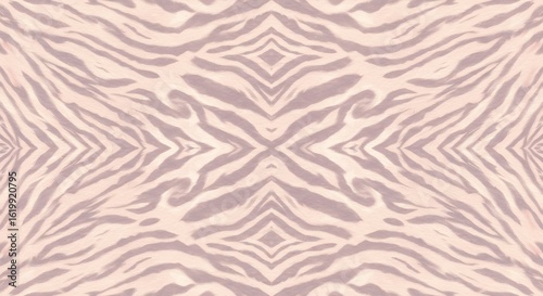 Abstract Geometric Zebra Pattern with Soft Pink and Taupe Stripes, Ideal for Fabric and Wallpaper Designs