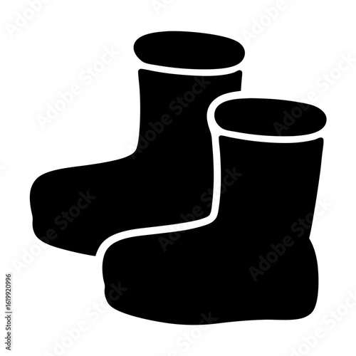 Silhouette of rain boots, suitable for wet weather protection, solid black