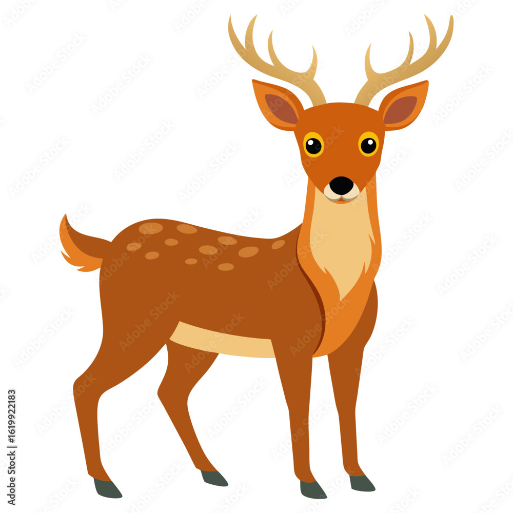 Fototapeta premium Cartoon deer with antlers and spots