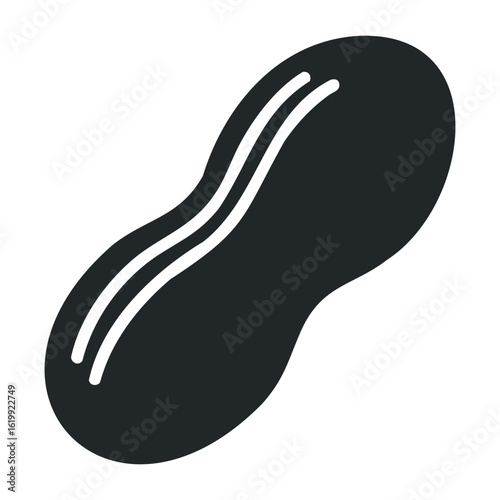 Black and white peanut silhouette icon. Vector illustration