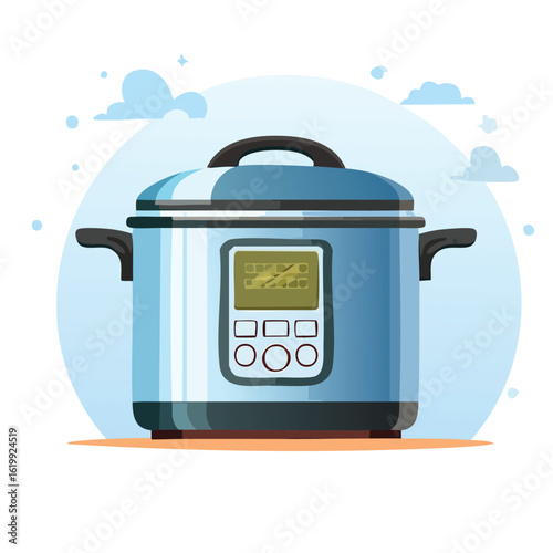 Modern Electric Rice Cooker Vector Illustration - AI Generated