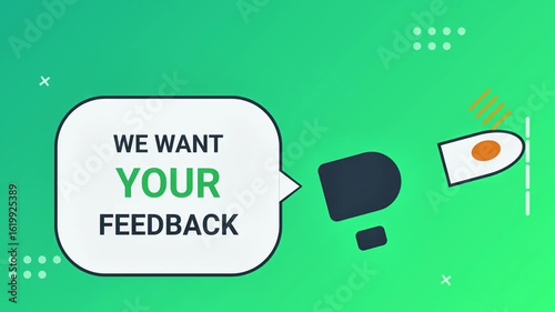 Animated Feedback Request Speech Bubble Megaphone Customer Survey Motion Graphics
