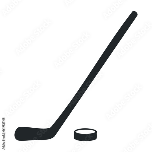Hockey stick and puck icon. Vector illustration