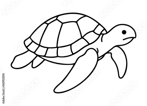 Sea Turtle outline icon line art, black and white doodle style. Ideal for logo, tattoo, app, coloring book, web design, infographics, banner, poster, and more. Vector illustration