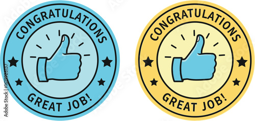 Celebrate success with these fantastic thumbs up congratulations badges!