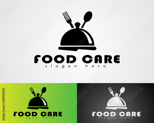a food care logo with a simple design and provides a symbol of a dish that is ready to be served