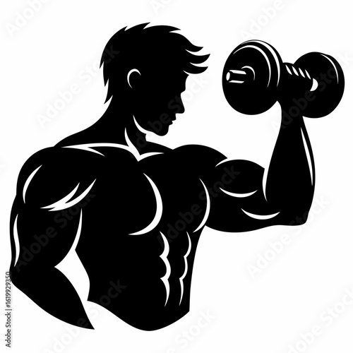 Weightlifting Man Silhouette - Fitness and Bodybuilding Icon