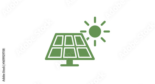 Simple graphic of a solar panel absorbing sunlight.