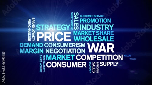 Price War animated word cloud-text design animation tag kinetic typography seamless loop.