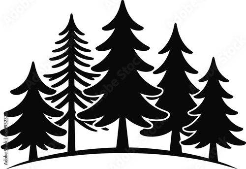 A vector illustration of a winter forest with a seamless pattern of festive fir trees perfect for Christmas and New Year holiday season decorations