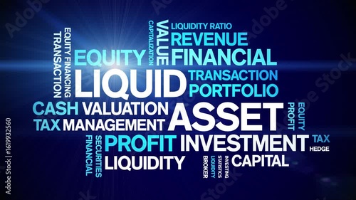 Liquid Asset animated word cloud-text design animation tag kinetic typography seamless loop.