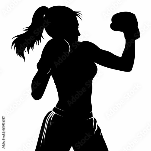 Female Boxer Silhouette - Boxing and Martial Arts Icon