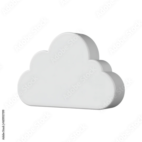 3D render of a minimalist white cloud shape.  Perfect for technology, weather, or storage concepts.