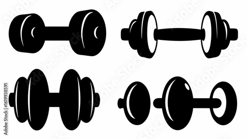 Dumbbell Weights Collection Silhouette - Fitness Equipment Set