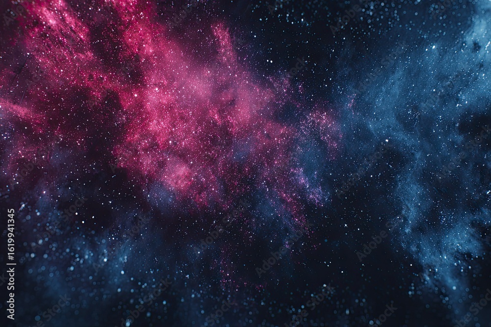 Naklejka premium Cosmic nebulae, swirling pink and blue. Vast expanse of stars