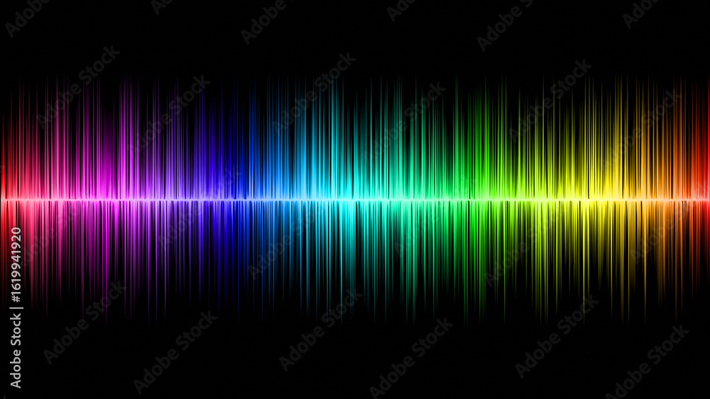 Obraz premium Colorful soundwave abstract design with vibrant gradient tones and dark background