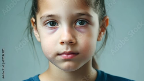 Horizontal video girl smiling then sad on gray background