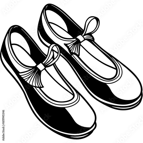 Black and White Ballet Flats with Bows.