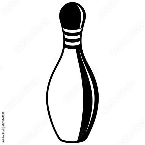 Black and White Bowling Pin Icon 1.