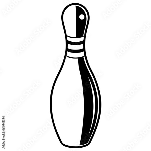 Black and White Bowling Pin Icon.