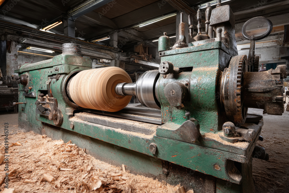 The old lathe machine at factory The old lathe machine at factory