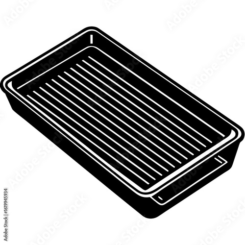 Black and White Grilling Pan Icon.
