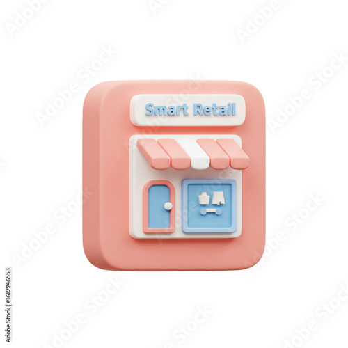 A charming rendering of a modern storefront, symbolizing smart retail and innovative e-commerce solutions.