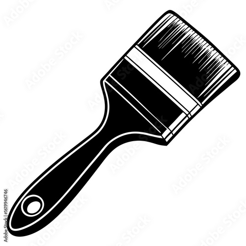 Black and white paint brush illustration.