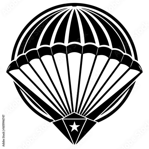 Black and White Parachute Emblem with Star.