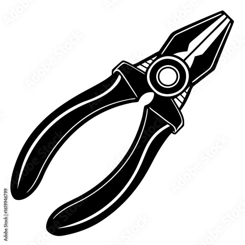 Black and White Pliers Icon.