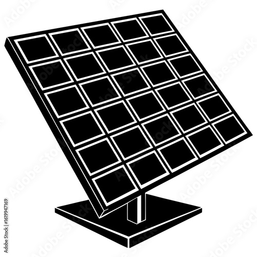 Black and White Solar Panel Icon.