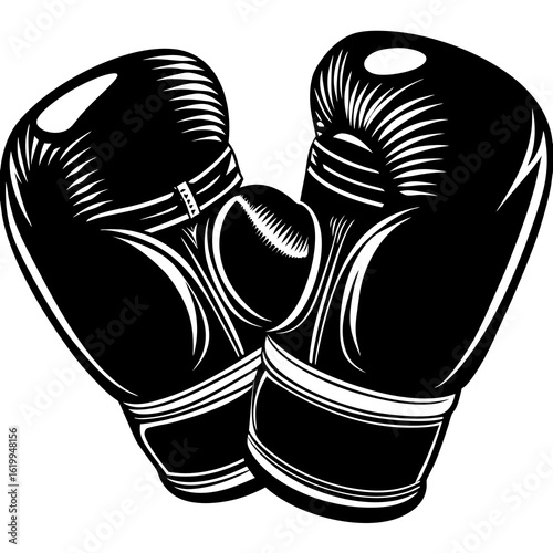 Black Boxing Gloves Crossed Silhouette.