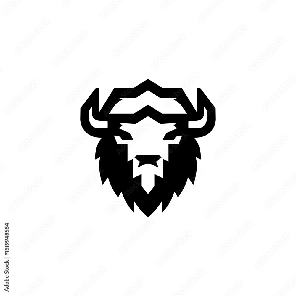 Obraz premium Intense Bison Face Logo Art