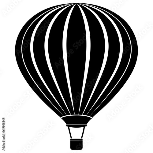 Black Silhouette Hot Air Balloon Isolated.