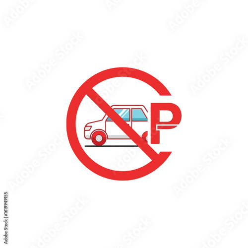 No Parking Sign Symbolizing Restriction and Prohibition of Vehicle Stoppage
