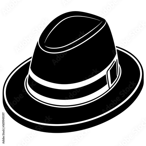 Classic Black Fedora Hat Silhouette.