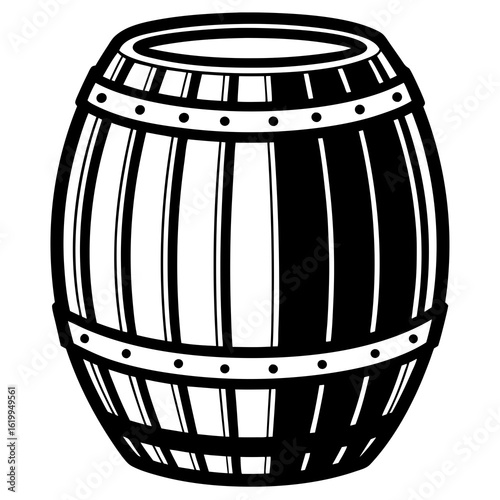Classic Wooden Barrel Illustration.
