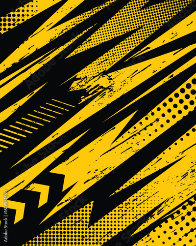 Abstract grunge style yellow racing stripes design for sublimation jersey