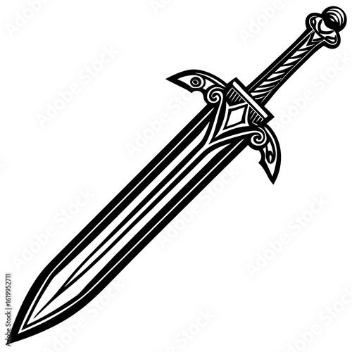 Ornate Black and White Sword Design.