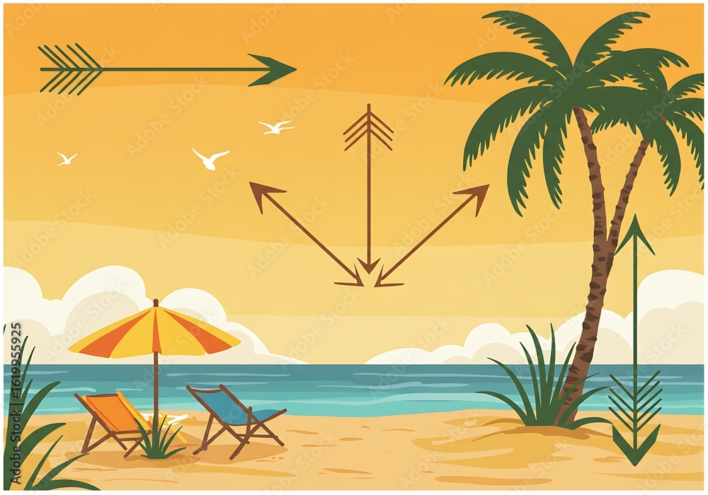 Fototapeta premium Sunset Arrows & Coastal Dreams