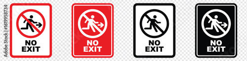 Emergency exit sign set. Man running out fire exit. Running man and exit door sign. Escape help evacuation. Safety vector symbol.