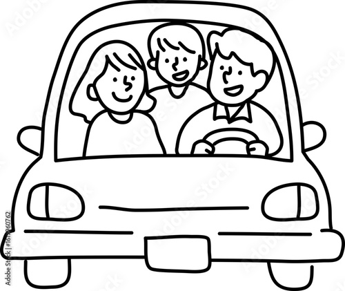 family in car