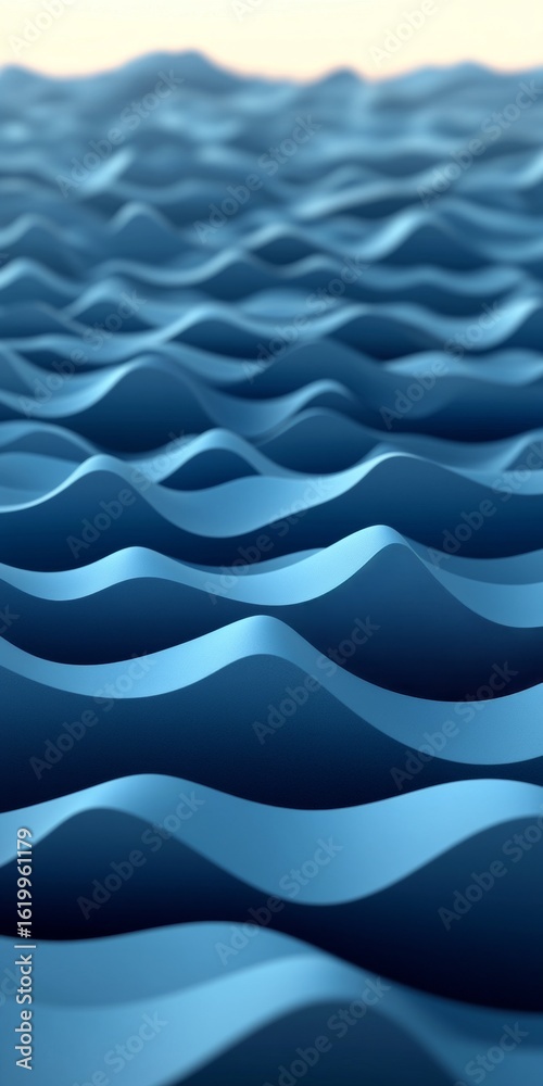 Fototapeta premium Abstract Oceanic Motion in Gentle Blue with Dynamic Waves, Soft Gradients, and Fluid Reflections