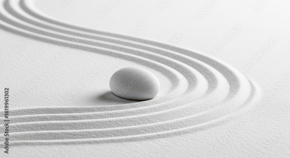 Naklejka premium Serene Stone Raked Sand Zen Garden