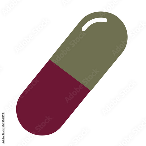 Stylized silhouette of a capsule in muted earth tones
