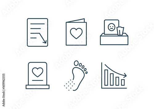 straight perfect stroke icon mono icons style isolated loss ledr entry loss bereavement card loss grief counseling kit loss memorial plaque loss residue trace loss statistics chart